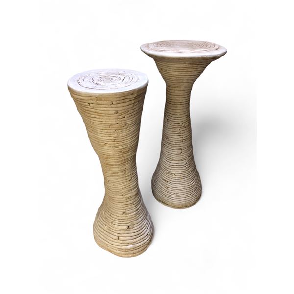 Group of 2 including - Untitled - Grey Clay Coil Stool Structure #1 & Untitled - Grey Clay Coil Stoo