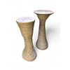 Image 1 : Group of 2 including - Untitled - Grey Clay Coil Stool Structure #1 & Untitled - Grey Clay Coil Stoo