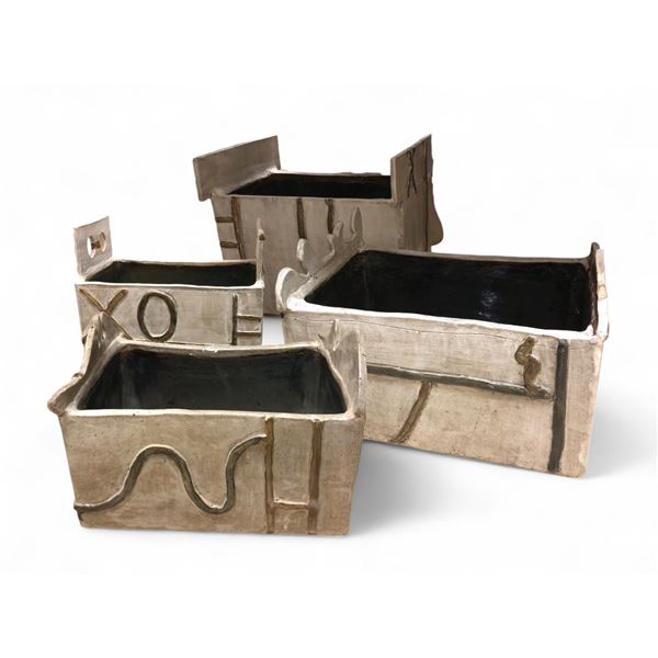 Untitled - planter boxes w/Ceramic, oil (Michener, Sally)