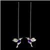 Image 1 : EMERALD, AMETHYST and SAPPHIRES Hummingbird Earrings in 14 K Gold Plated 925 Sterling Silver â[x=#83