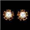 Image 1 : CITRINE and PEARL Earrings in 14 K Gold Plated 925 Sterling Silver â€“ Appraised R