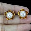 Image 2 : CITRINE and PEARL Earrings in 14 K Gold Plated 925 Sterling Silver â€“ Appraised R