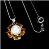 Image 2 : CITRINE and PEARL Necklace in 14 K Gold Plated 925 Sterling Silver â€“ 18 inches l