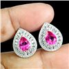 Image 2 : PINK TOPAZ Earrings in 14 K Gold Plated 925 Sterling Silver â€“  Appraised Replace
