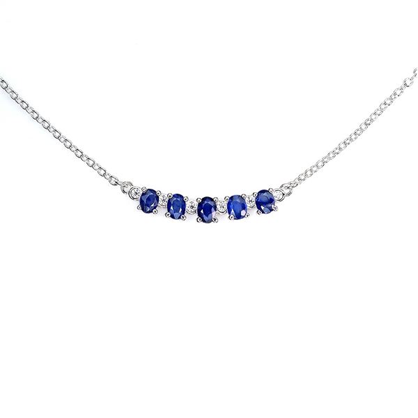BLUE SAPPHIRE Necklace in 14 K Gold Plated 925 Sterling Silver â€“ 18 inches long 