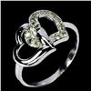 Image 2 : PERIDOT Double Heart Ring in 14 K Gold Plated 925 Sterling Silver â€“  Size 8 -  A