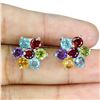 Image 2 : RHODOLITE GARNET, APATITE,  MOZAMBIQUE GARNET, PERIDOT and BLUE TOPAZ Earrings in 14 K Gold Plated 9