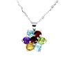Image 1 : RHODOLITE GARNET, APATITE,  MOZAMBIQUE GARNET, PERIDOT and BLUE TOPAZ Necklace in 14 K Gold Plated 9