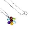 Image 2 : RHODOLITE GARNET, APATITE,  MOZAMBIQUE GARNET, PERIDOT and BLUE TOPAZ Necklace in 14 K Gold Plated 9