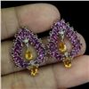 Image 2 : Classy CITRINE, PERIDOT and SAPPHIRE Earrings in 14 K Gold Plated 925 Sterling Silver â€[x=