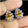 Image 2 : Beautiful CITRINE and TANZANITE Earrings in 14 K Gold Plated 925 Sterling Silver â€[x=#8220