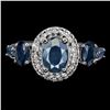 Image 1 : BLUE SAPPHIRE and WHITE TOPAZ Ring in 14 K Gold Plated 925 Sterling Silver â€“ Siz
