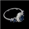 Image 3 : BLUE SAPPHIRE and WHITE TOPAZ Ring in 14 K Gold Plated 925 Sterling Silver â€“ Siz