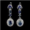 Image 1 : BLUE SAPPHIRE and WHITE TOPAZ Earrings in 14 K Gold Plated 925 Sterling Silver â€“