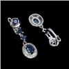 Image 3 : BLUE SAPPHIRE and WHITE TOPAZ Earrings in 14 K Gold Plated 925 Sterling Silver â€“