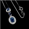 Image 2 : BLUE SAPPHIRE and WHITE TOPAZ Necklace in 14 K Gold Plated 925 Sterling Silver â€“
