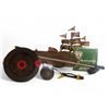 Image 1 : Group of Misc. Including - Fishing Rod, Fish Decor, Detex Watchclock Dials, Sailboat Decor