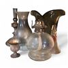 Image 1 : Group of Misc Including - 950 Sterling Cup, Silver Base Candle Holder, Vase, Etc.