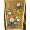 Image 2 : Set of 2 vintage framed Chinese floral bird watercolour painting panels - approx. 16in x 28in