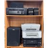 Image 1 : Group of assorted electronics - includes 2 Canon printers  / HP printer / Polk audio speaker system 