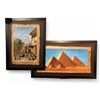 Image 1 : Set of 2 Paint on Parchment Egyptian Style  (41.5x25 & 23x30) Khodr