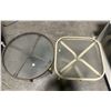 Image 2 : Group of 4 assorted furniture pcs - includes 2 small patio tables & 2 shelves