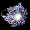 Image 3 : AMETHYST, TANZANITE and PEARL Ring in 14 K Gold Plated 925 Sterling Silver â€“ Siz