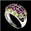 Image 2 : RHODOLITE GARNET, PERIDOT and TANZANITE Ring in 14 K Gold Plated 925 Sterling Silver â€[x=#