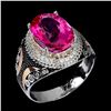 Image 2 : Exceptional PINK TOPAZ Ring in 14 K White and Rose Gold and 2-tone Black Rhodium Plated 925 Sterling
