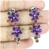 Image 2 : AMETHYST and TORMALINE Earrings in 14 K Gold Plated 925 Sterling Silver â€“ Apprai
