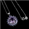Image 2 : AMETHYSTL and TANZANITE Necklace in 14 K Gold Plated 925 Sterling Silver â€“ 18 in