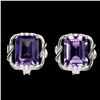 Image 1 : AMETHYST Earrings in 14 K Gold Plated 925 Sterling Silver