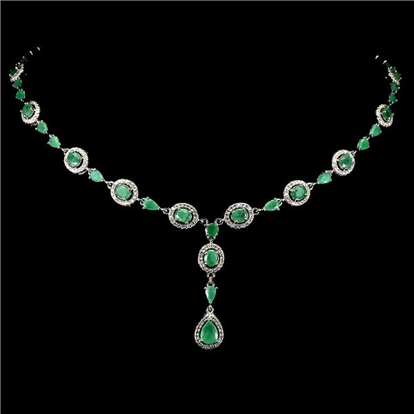 EMERALD Necklace in 14 K Gold Plated 925 Sterling Silver â€“ 18 inches long - Appr