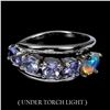 Image 1 : FIRE OPAL and TANZANITE Ring in 14 K Gold Plated 925 Sterling Silver â€“ Size 8.5 