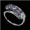 Image 2 : FIRE OPAL and TANZANITE Ring in 14 K Gold Plated 925 Sterling Silver â€“ Size 8.5 
