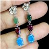 Image 2 : EMERALD, BLUE OPAL, RHODOLITE GARNET and SAPPHIRE Earrings in 14 K Gold Plated 925 Sterling Silver â