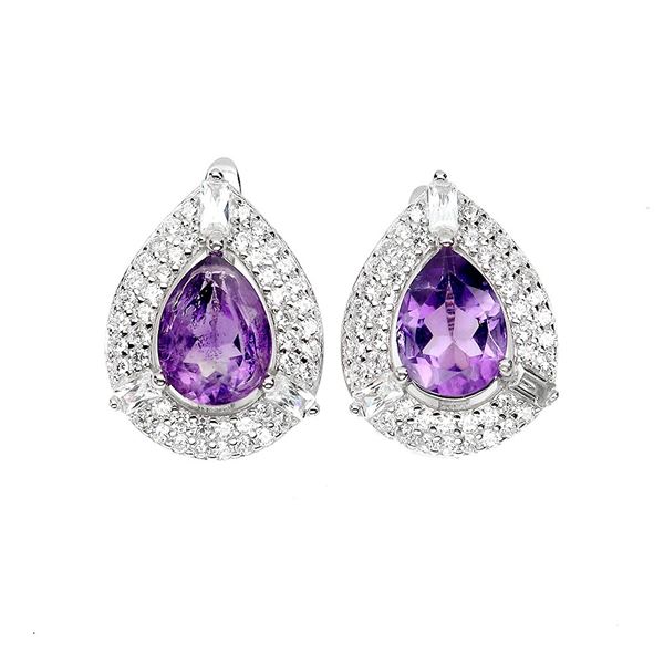 AMETHYST Earrings in 14 K Gold Plated 925 Sterling Silver â€“ Appraised Replacemen