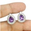Image 2 : AMETHYST Earrings in 14 K Gold Plated 925 Sterling Silver â€“ Appraised Replacemen