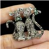 Image 2 : EMERALD, MARCASITE, RUBY Brooch in 925 Sterling Silver â€“ Appraised Replacement V