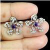 Image 2 : AMETHYST, PERIDOT and TANZANITE Earrings in 14 K Gold Plated 925 Sterling Silver â€[x=#8220
