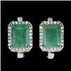 Image 1 : Amazing EMERALD Earrings in 14 K Gold Plated 925 Sterling Silver â€“ Appraised Rep