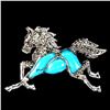 Image 1 : TURQUOISE, MARCASITE, RUBY Brooch in 925 Sterling Silver