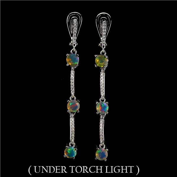OPAL EARRINGS in 14 K Gold Plated 925 Sterling Silver â€“ Appraised Replacement Va
