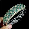 Image 2 : Breathtaking EMERALD and SAPPHIRE Bangle in 14 K Gold Plated 925 Sterling Silver â€[x=#8220