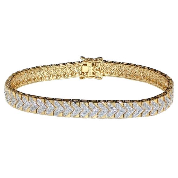 Brilliant 2.00 ct. Natural Diamond Chevron Bracelet in 14k Yellow Gold Plated 925 Sterling Silver- A