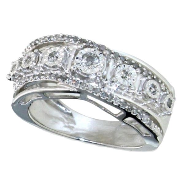 Brilliant 0.25 ct. Natural White Diamond Ring in 925 Sterling Silver â€“ Size 5.25