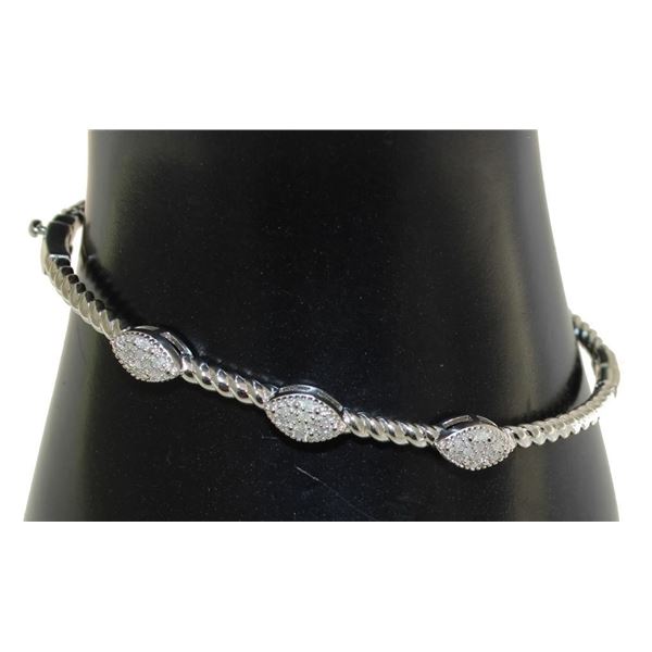 High Quality Diamond Designer Bracelet, 925 Sterling Silver With Rhodium Finishing, Made in Italy - 