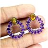 Image 2 : BLACK OPAL and AMETHYST Earrings in 14k Gold Plated 925 Sterling Silver â€“ Apprai