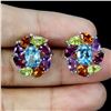 Image 2 : SWISS BLUE TOPAZ, AMETHYST, CITRINE, PERIDOT and GARNET Earrings in 14k Gold Plated 925 Sterling Sil