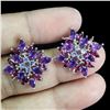 Image 2 : AMETHYST, GARNET and TANZANITE Earrings in 14k Gold Plated 925 Sterling Silver â€“